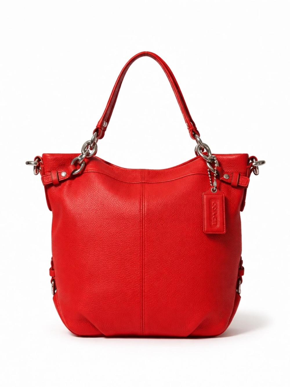 Coach Red Leather Shoulder Bag Silver Hardware Classic tote - Picture 2 of 15